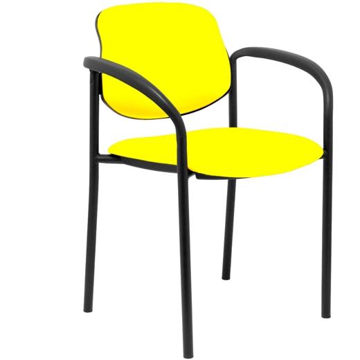 SILLA PIQUERAS Y CRESPO VILLALGORDO CONFIDENTE BRAZOS FIJOS CHASIS NEGRO ASIENTO Y RESPALDO TAPIZADOS SIMILPIEL AMARILLO