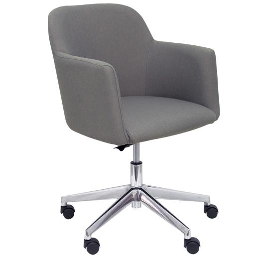 SILLON PIQUERAS Y CRESPO ATHENEA CONFIDENTE MECANISMO GIRATORIO CON ELEVACION EN ALTURA BASE CROMADA Y TAPIZADO ERA GRIS