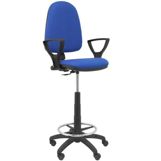 TABURETE PIQUERAS Y CRESPO AYNA BRAZOS FIJOS ERGONOMICO MECANISMO DE CONTACTO PERMANENTE REGULABLE EN ALTURA Y ARO REPOSAPIES ASIENTO Y RESPALDO TAPIZADOS BALI AZUL