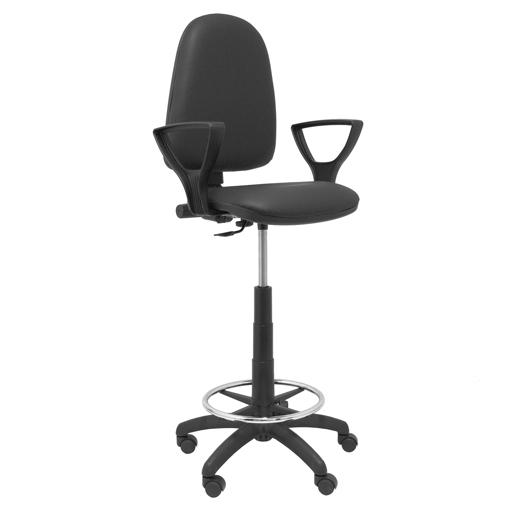 TABURETE PIQUERAS Y CRESPO AYNA BRAZOS FIJOS ERGONOMICO MECANISMO DE CONTACTO PERMANENTE REGULABLE EN ALTURA Y ARO REPOSAPIES ASIENTO Y RESPALDO TAPIZADOS SIMILPIEL NEGRO