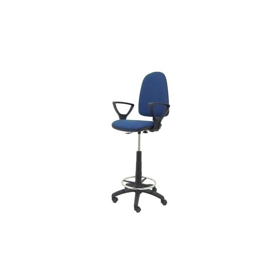 TABURETE PIQUERAS Y CRESPO AYNA BRAZOS FIJOS ERGONOMICO MECANISMO DE CONTACTO PERMANENTE REGULABLE EN ALTURA Y ARO REPOSAPIES RUEDAS de PARQUET ASIENTO Y RESPALDO TAPIZADOS BALI AZUL MARINO