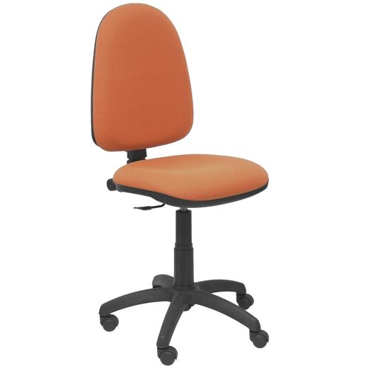 TABURETE PIQUERAS Y CRESPO AYNA BRAZOS FIJOS ERGONOMICO MECANISMO DE CONTACTO PERMANENTE REGULABLE EN ALTURA Y ARO REPOSAPIES RUEDAS de PARQUET ASIENTO Y RESPALDO TAPIZADOS BALI MARRON