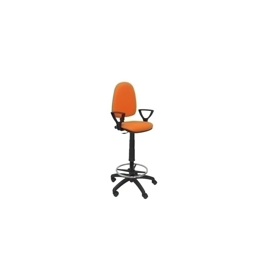 TABURETE PIQUERAS Y CRESPO AYNA BRAZOS FIJOS ERGONOMICO MECANISMO DE CONTACTO PERMANENTE REGULABLE EN ALTURA Y ARO REPOSAPIES RUEDAS de PARQUET ASIENTO Y RESPALDO TAPIZADOS BALI NARANJA