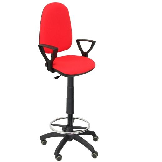 TABURETE PIQUERAS Y CRESPO AYNA BRAZOS FIJOS ERGONOMICO MECANISMO DE CONTACTO PERMANENTE REGULABLE EN ALTURA Y ARO REPOSAPIES RUEDAS de PARQUET ASIENTO Y RESPALDO TAPIZADOS BALI ROJO