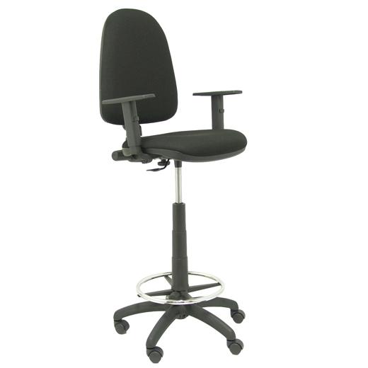 TABURETE PIQUERAS Y CRESPO AYNA BRAZOS REGULABLES MECANISMO DE CONTACTO PERMANENTE REGULABLE EN ALTURA ARO REPOSAPIES ASIENTO Y RESPALDO TAPIZADOS BALI NEGRO