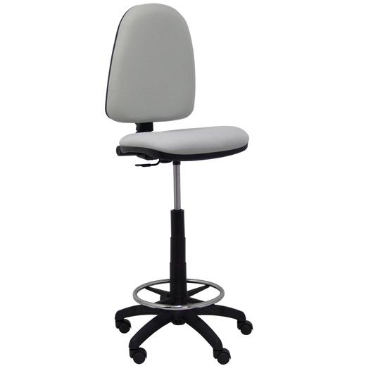 TABURETE PIQUERAS Y CRESPO AYNA ERGONOMICO MECANISMO DE CONTACTO PERMANENTE REGULABLE EN ALTURA Y ARO REPOSAPIES ASIENTO Y RESPALDO TAPIZADOS BALI GRIS CLARO