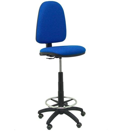 TABURETE PIQUERAS Y CRESPO AYNA ERGONOMICO MECANISMO DE CONTACTO PERMANENTE REGULABLE EN ALTURA Y ARO REPOSAPIES RUEDAS de PARQUET ASIENTO Y RESPALDO TAPIZADOS BALI AZUL