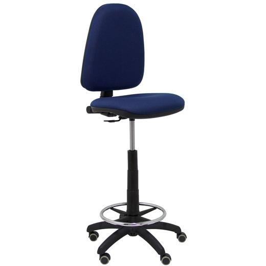 TABURETE PIQUERAS Y CRESPO AYNA ERGONOMICO MECANISMO DE CONTACTO PERMANENTE REGULABLE EN ALTURA Y ARO REPOSAPIES RUEDAS de PARQUET ASIENTO Y RESPALDO TAPIZADOS BALI AZULMARINO