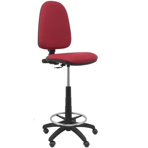 TABURETE PIQUERAS Y CRESPO AYNA ERGONOMICO MECANISMO DE CONTACTO PERMANENTE REGULABLE EN ALTURA Y ARO REPOSAPIES RUEDAS de PARQUET ASIENTO Y RESPALDO TAPIZADOS BALI GRANATE