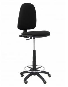TABURETE PIQUERAS Y CRESPO AYNA ERGONOMICO MECANISMO DE CONTACTO PERMANENTE REGULABLE EN ALTURA Y ARO REPOSAPIES RUEDAS de PARQUET ASIENTO Y RESPALDO TAPIZADOS BALI NEGRO