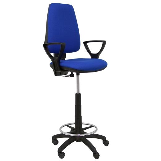 TABURETE PIQUERAS Y CRESPO ELCHE CP BRAZOS FIJOS ERGONOMICO MECANISMO DE CONTACTO PERMANENTE REGULABLE EN ALTURA Y ARO REPOSAPIES CROMADO ASIENTO Y RESPALDO TAPIZADOS BALI AZUL