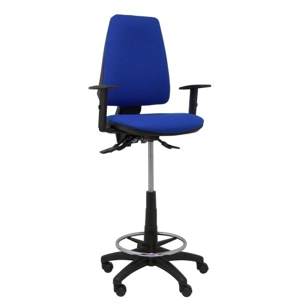 TABURETE PIQUERAS Y CRESPO ELCHE S BRAZOS REGULABLES ERGONOMICO MECANISMO ASINCRO REGULABLE EN ALTURA ARO REPOSAPIES CROMADO RUEDAS NAILON ASIENTO Y RESPALDO TAPIZADOS BALI AZUL