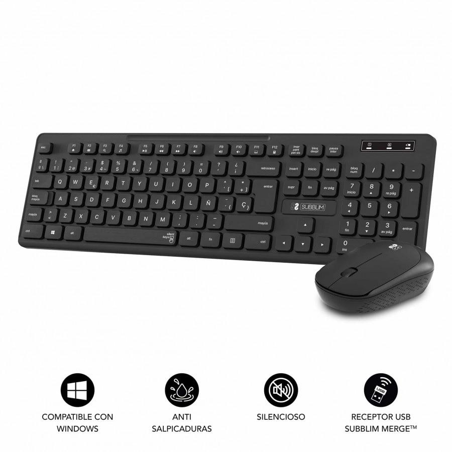 TECLADO Y RATON SUBBLIM BUSINESS SLIM SILENCIOSO INALAMBRICO 2.4G NEGRO
