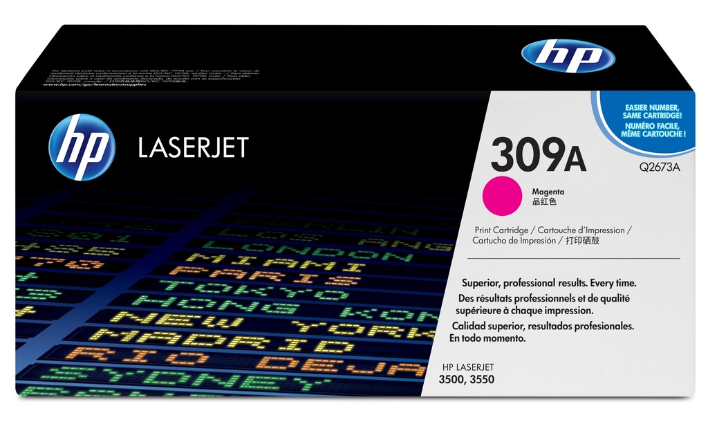 TONER HP Nº 309A Q2673A LASERJET COLOR 3500/3550/3700 MAGENTA 4.000 PÁG.