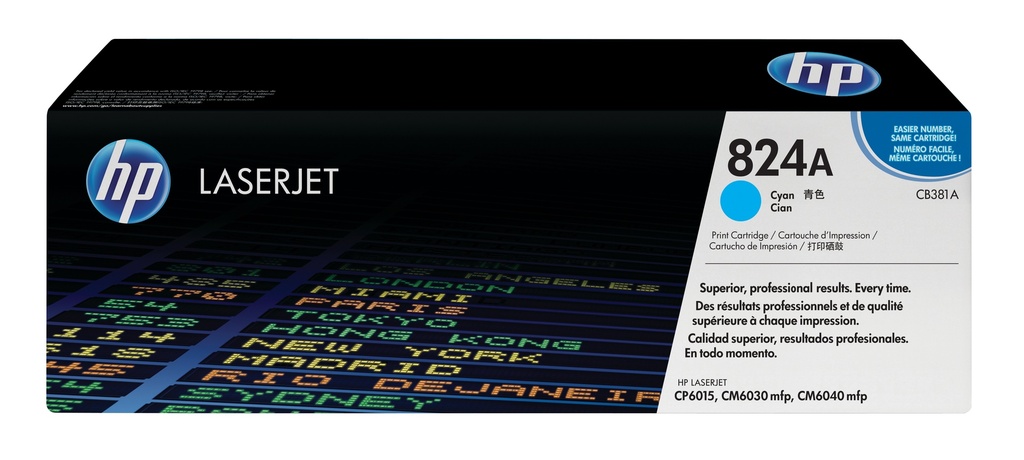 TONER HP Nº 824A CB381A LASERJET COLOR CP6015/CM6030MFP/CM6040MFP CIAN 21.000 PÁG.