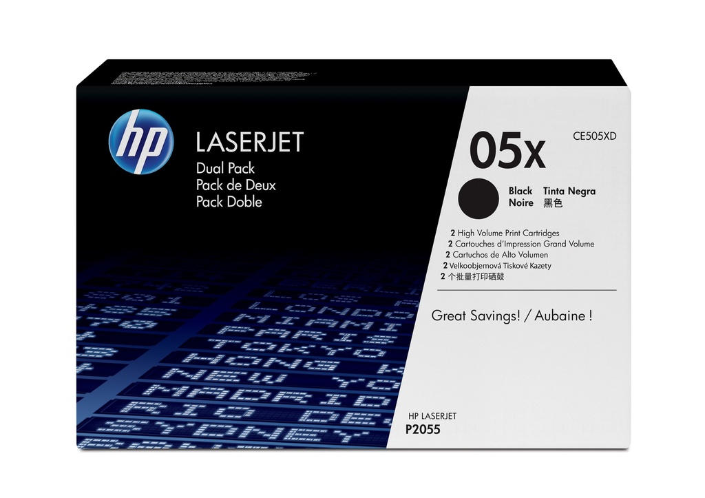 TONER HP Nº05X CE505XD LASERJET P2055D/2055DN/2050D/2050 NEGRO 6.000 PÁG. (PACK 2 UD.)