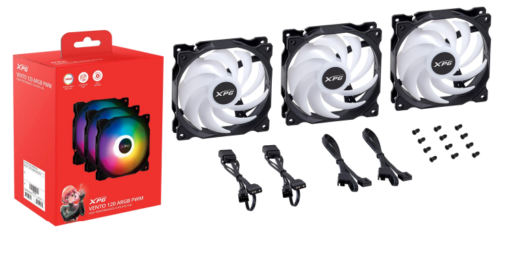 VENTILADOR XPG VENTO 120MM NEGRO RGB X3 PARA PORTATIL