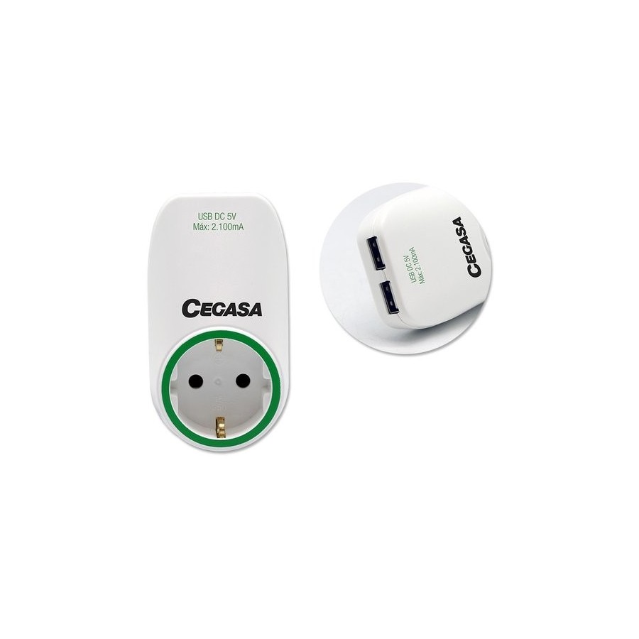 ENCHUFE ADAPTADOR CEG. SCHUKO + 2 USB