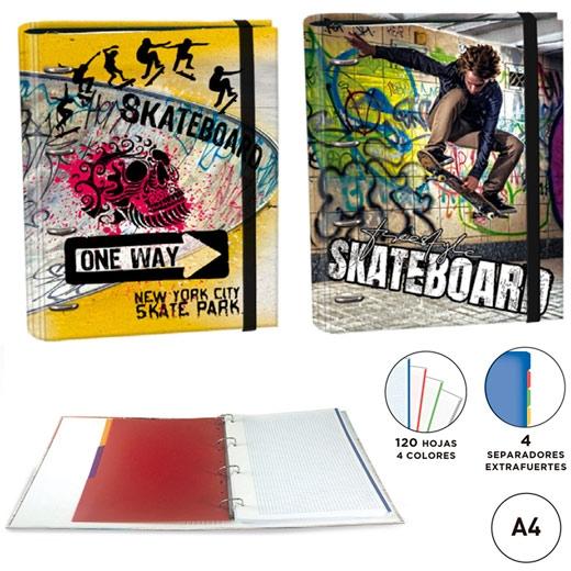 CARPETA RINGBOOK A4 120 H. + 4 SEP. SKATEBOARD