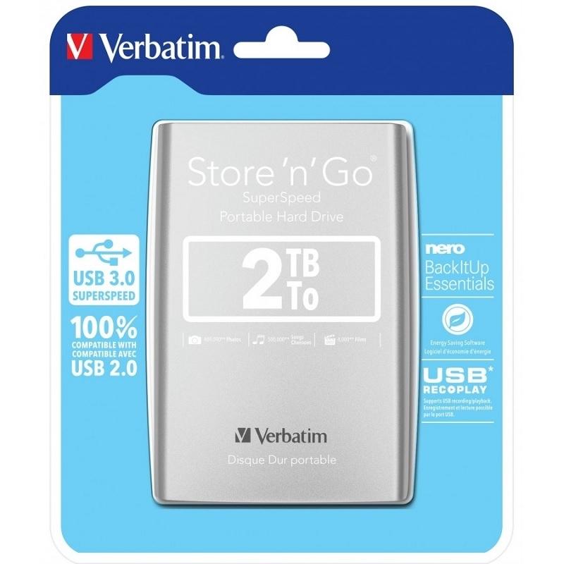VERBATIM DISCO DURO PORTÁTIL STORE 'N' GO, 2.5", USB 3.0, 2 TB (4.00€ LPI INCLUIDO)