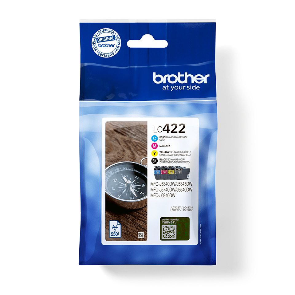 Brother LC422 Pack de 4 Cartuchos de Tinta Originales