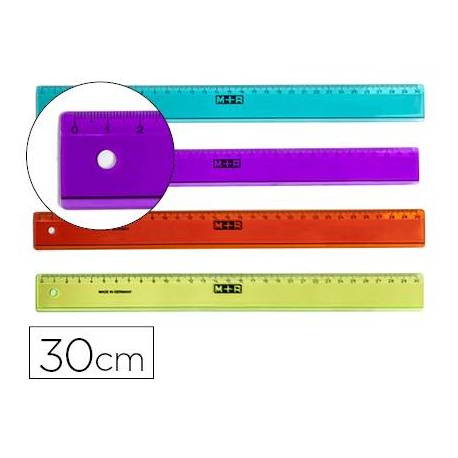 Regla m+r 30 cm plastico graduada y biselada colores surtidos