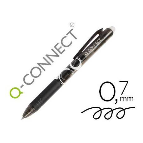 Boligrafo q-connect retractil borrable 0,7 mm color negro