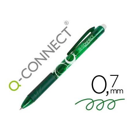 Boligrafo q-connect retractil borrable 0,7 mm color verde