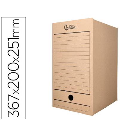 Caja archivo definitivo liderpapel folio doble ancho carton reciclado 400g/m2 lomo 200 mm kraft 367x200x251 mm