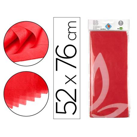 PAPEL SEDA ROJO 5H 52x76CM 18GR