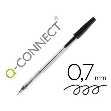Boligrafo transparente q-connect negro medio kf26040