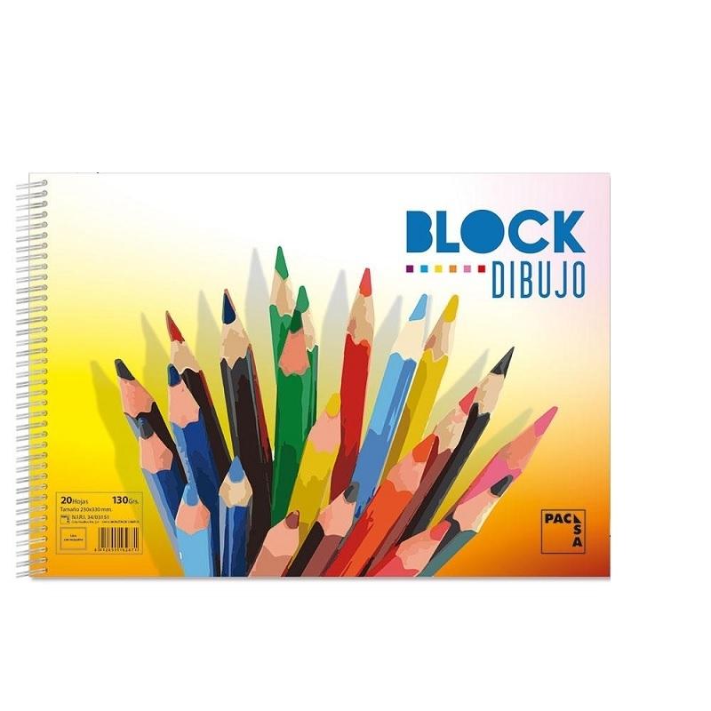 BLOC DIBUJO PACSA COLOURS 23x33cm 130g