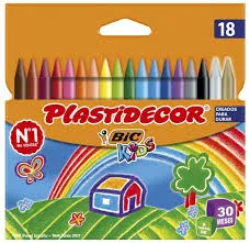 PLASTIDECOR CAJA DE 18 CERAS PLASTICAS BIC KIDS