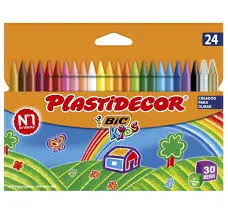PLASTIDECOR CAJA DE 24 CERAS PLASTICAS BIC KIDS